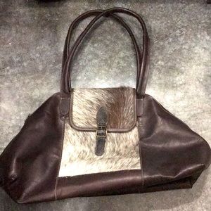 Leather and cow hide bowling bag